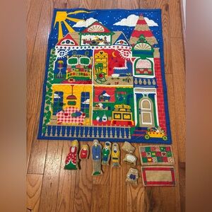 Fabric play mat with velcro people and accessories - Designed by Joan Kessler